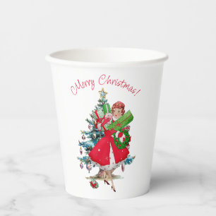 1950 Christmas Vintage Lady  Paper Cups