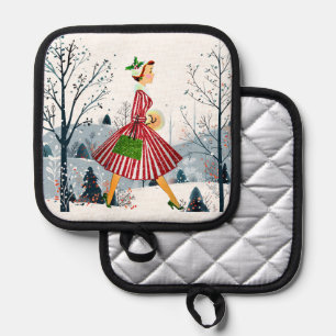 1950 Christmas Vintage Lady Pot Holder