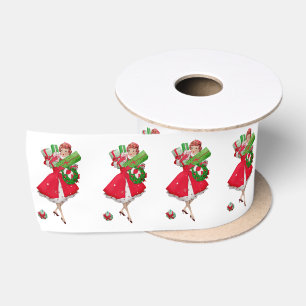 1950 Christmas Vintage Lady Satin Ribbon