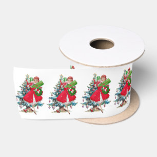 1950 Christmas Vintage Lady Satin Ribbon
