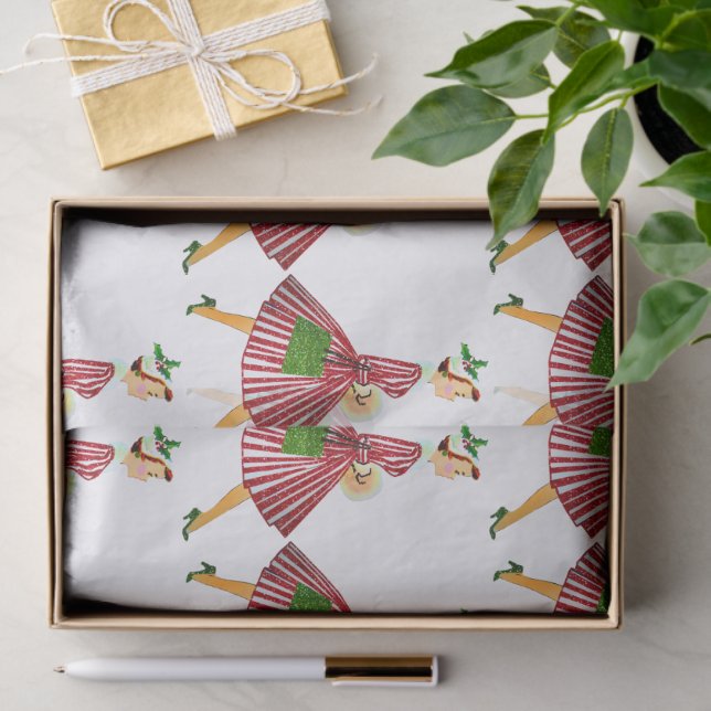 1950 Christmas Vintage Lady  Tissue Paper (Gift)
