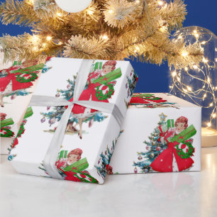 1950 Christmas Vintage Lady  Wrapping Paper