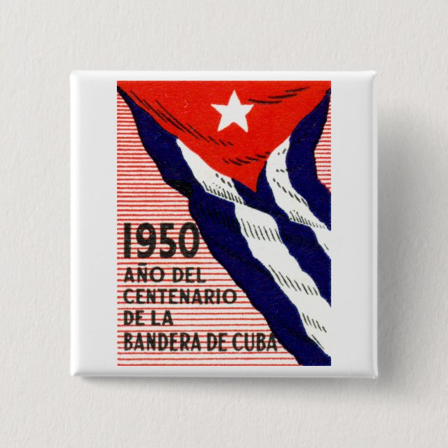 1950 Cuban Flag Poster 2 Inch Square Button (Front)