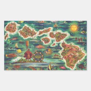 1950 Dole Map of Hawaii Joseph Feher Oil Paint Sticker