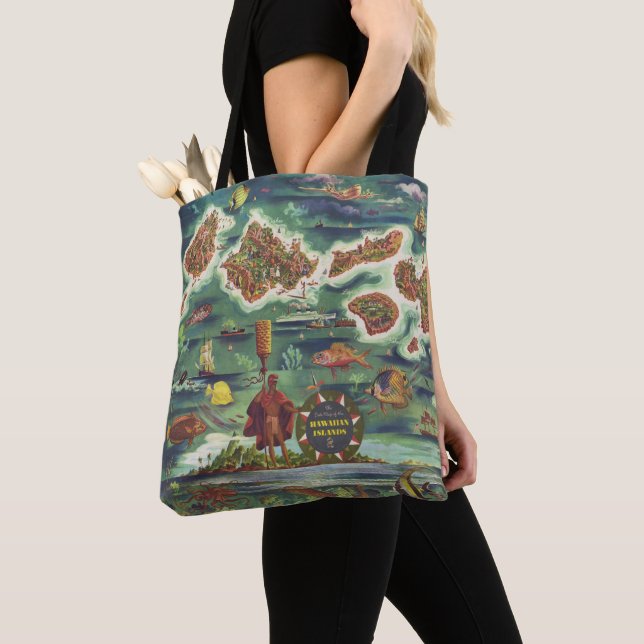 1950 Dole Map of Hawaii Joseph Feher Oil Paint Tote Bag (Close Up)
