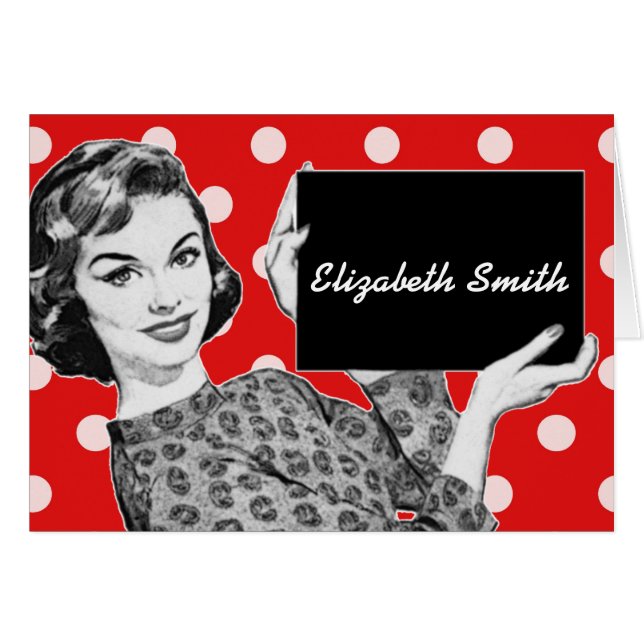 1950 Femme avec une carte d'enseigne (Devant Horizontal)