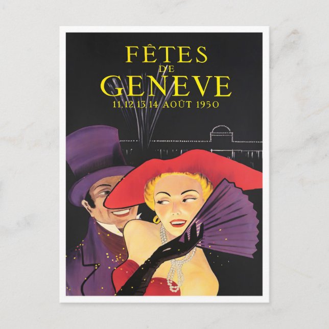 1950 Geneva Switzerland vintage travel Postcard (Front)
