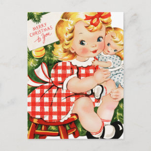 1950 Girl With Doll Postcard