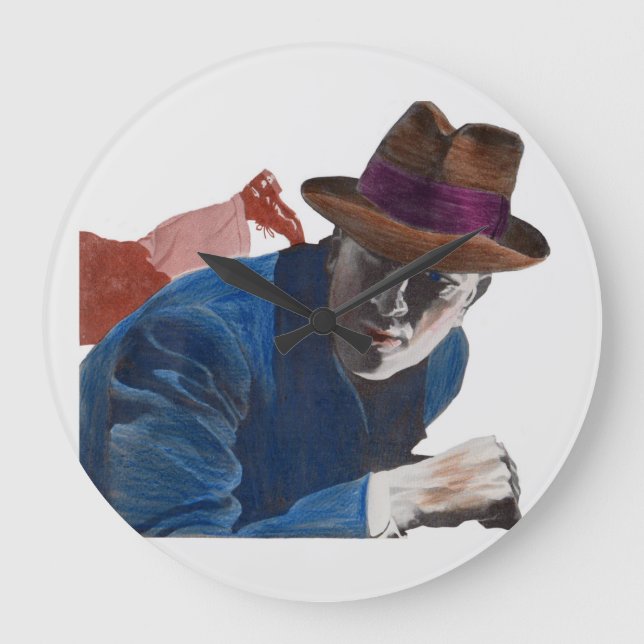 1950 gritty detective action large clock (Front)