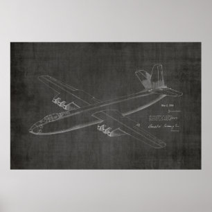 1950 Jet Airplane Patent Art Drawing Print