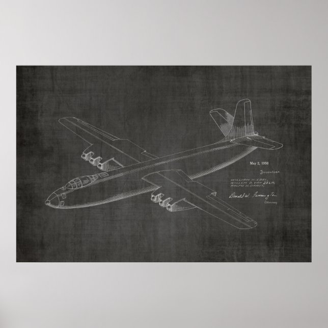 1950 Jet Airplane Patent Art Drawing Print (Front)