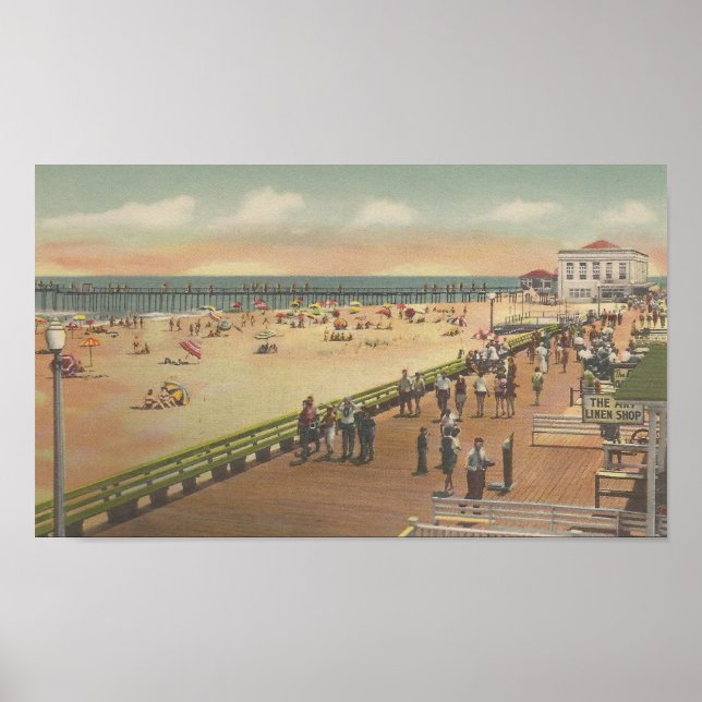 1950 Ocean City, MD Boardwalk, Beach, Fishing Pier Poster (Front)