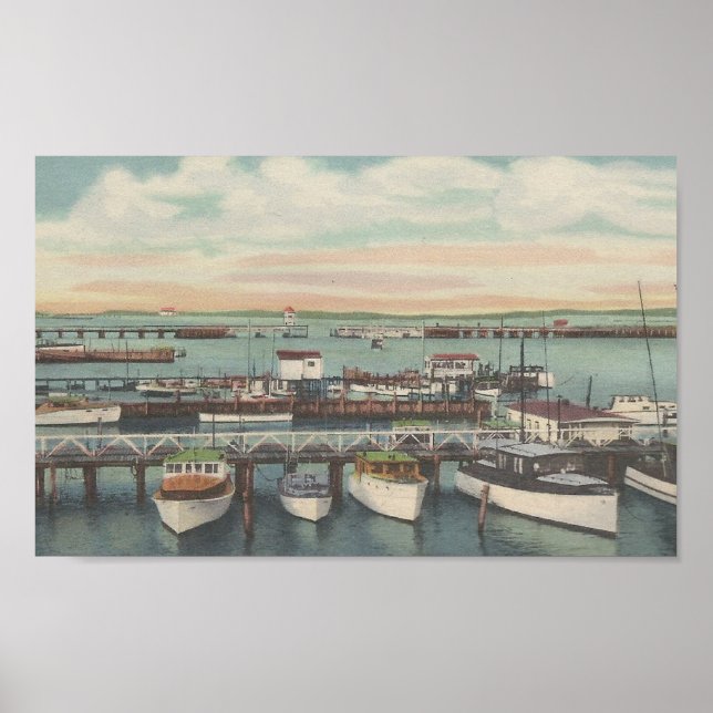1950 Ocean City, MD Charter Fishing Boat Dock Poster (Front)