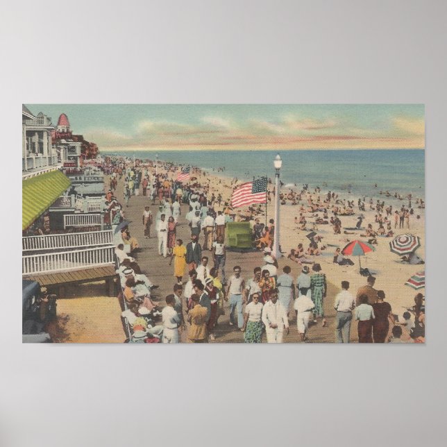 1950 Ocean City, MD Cottages on Beach Poster (Front)