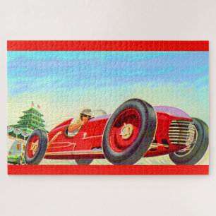 1950 red racing car jigsaw puzzle