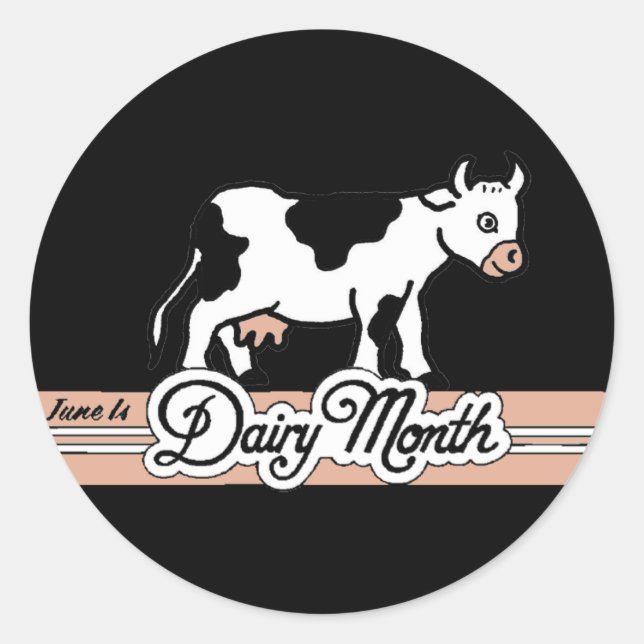 1950 Retro Dairy Month Cow Classic Round Sticker (Front)