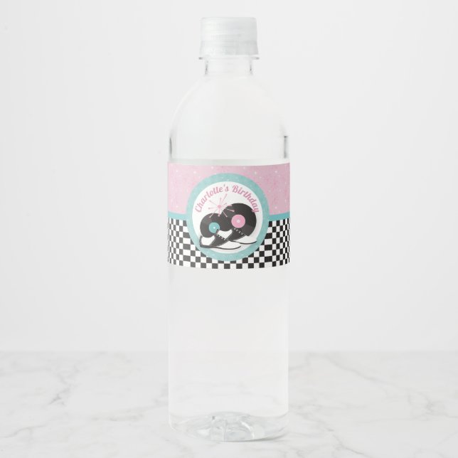 1950 Retro Diner Étiquette de bouteille d'eau - So (Devant)