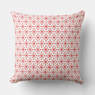 1950 Retro Red on white Star Pattern Throw Pillow