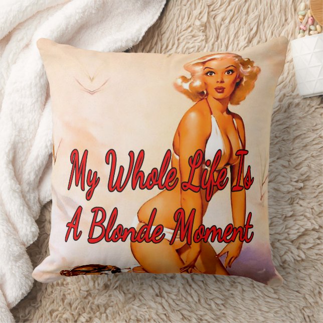 1950’s Blonde on the Beach by Gil Elvgren  Throw Pillow (Blanket)