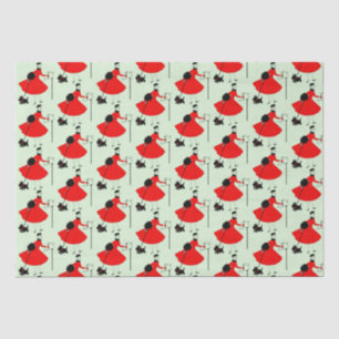 1950 Vintage Christmas Lady with Dog Wrapping Pape Tissue Paper