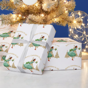 1950 Vintage Lady Christmas Greetings Wrapping Paper