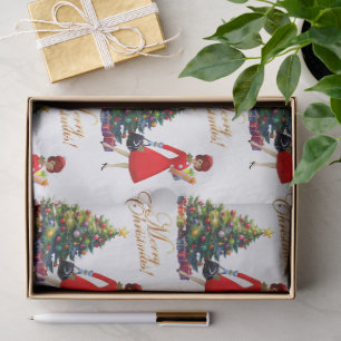 1950 Vintage Lady Christmas Shopping for Gifts Tissue Paper