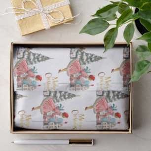 1950 Vintage Lady Posting Christmas Greetings Tissue Paper