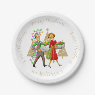 1950 Vintage Man and Woman Couple Paper Plate
