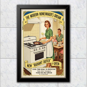 1950 Vintage Radiant Dutch Oven Advertising Poster