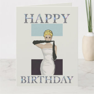 1950 vintage woman evening gloves Happy birthday Card