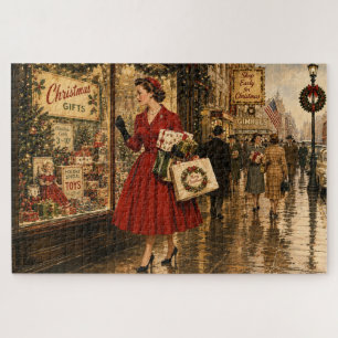 1950 Woman is doing her Christmas shopping Jigsaw Puzzle