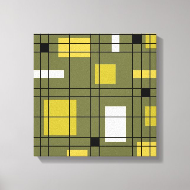 1950's Abstract Art Avocado Green Canvas Print (Front)