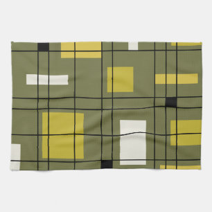 1950's Abstract Art Avocado Green Kitchen Towel