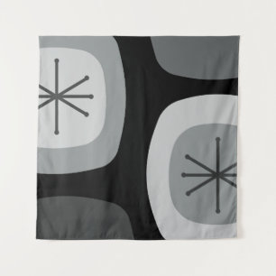 1950s Abstract Art Dark Grey Tapestry