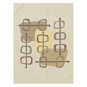 1950s Abstract Art Hollow Rocks Beige Tablecloth