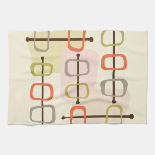 1950s Abstract Art Hollow Rocks Chartreuse Green Kitchen Towel