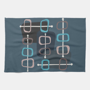 1950s Abstract Art Hollow Rocks Teal Kitchen Towel