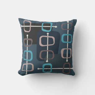 1950s Abstract Art Hollow Rocks Teal Throw Pillow