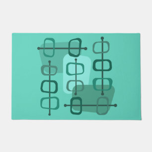 1950s Abstract Art Hollow Rocks Turquoise Doormat