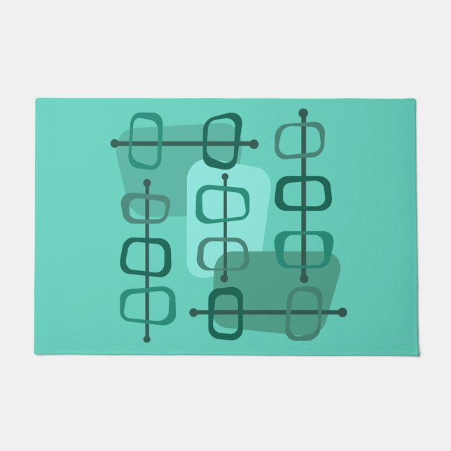 1950s Abstract Art Hollow Rocks Turquoise Doormat (Front)