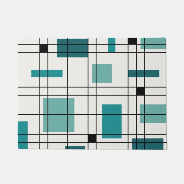 1950's Abstract Art Teal Doormat (Front)