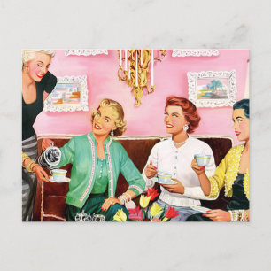 1950's afternoon tea vintage art postcard