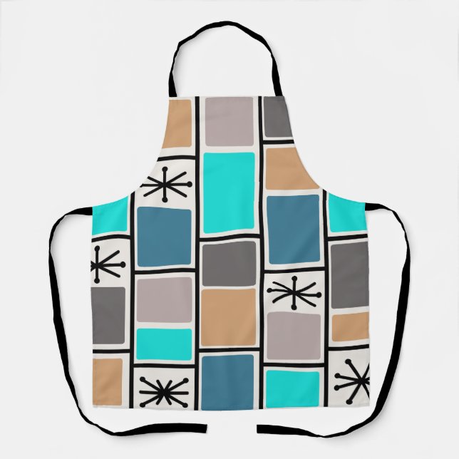 1950s Atomic Age Rectangles Starbursts Apron (Front)