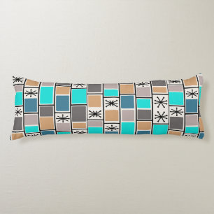 1950s Atomic Age Rectangles Starbursts Body Pillow