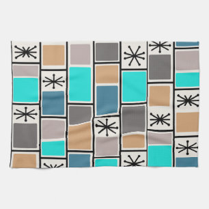 1950s Atomic Age Rectangles Starbursts Kitchen Towel