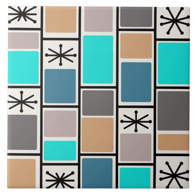 1950s Atomic Age Rectangles Starbursts Tile (Front)