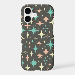 1950s Atomic Era Stars on Brown Mid Century