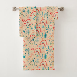 1950s Atomic Retro Pattern Bath Towel Set