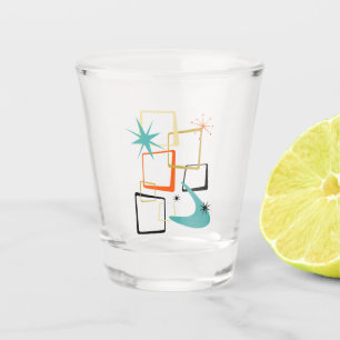 1950s Atomic Squares Stars Boomerang Mid Century Shot Glass