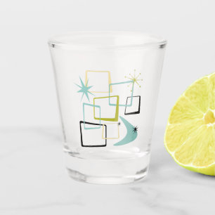 1950s Atomic Squares Stars Boomerang Mid-century Shot Glass